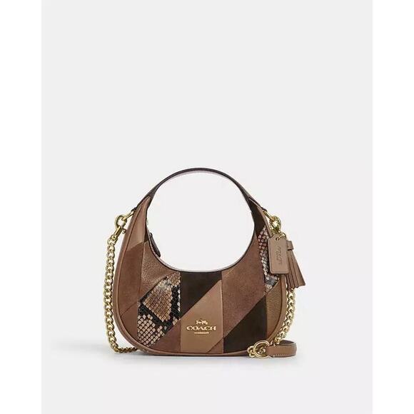 NWT Coach Carmen Mini Crossbody Bag in Patchwork CCE64 Gunmetal/Olive Multi - Picture 7 of 12